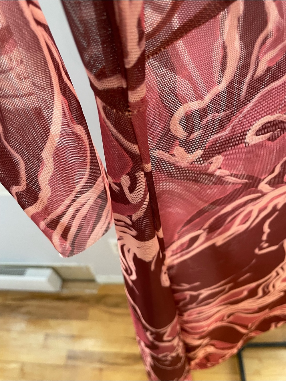 Betsey Johnson Pink and Orange Abstract Mesh Midi Dress - Picture 7 of 9
